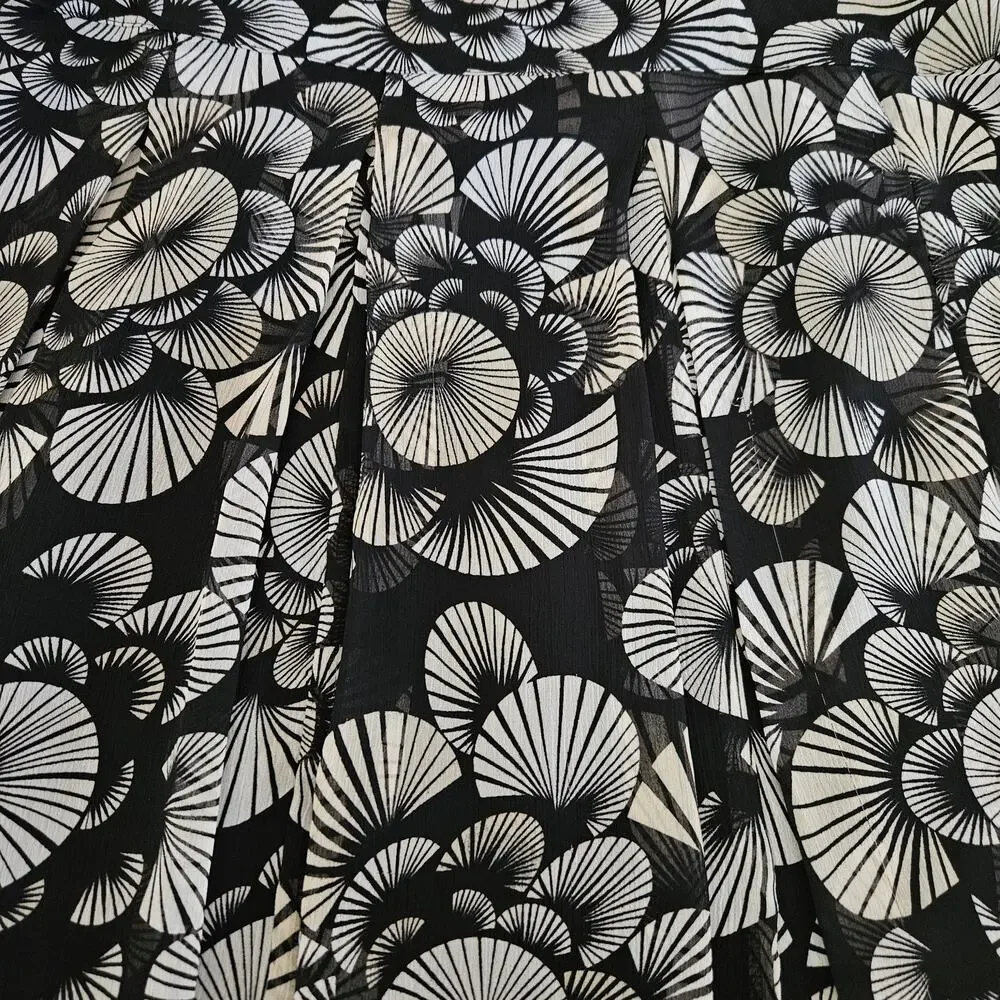 Bob Mackie Chiffon Side Zip Skirt Geometric Floral Art sz 8 EUC